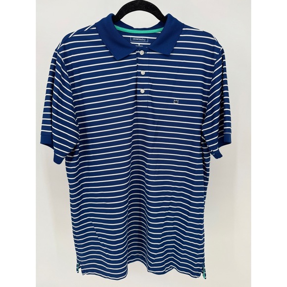 crown & ivy Other - Crown Ivy Men's Blue‎ White Stripe Short Sleeve Polo Shirt Medium